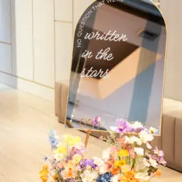 Jae and Vinny's wedding mirror welcome sign
