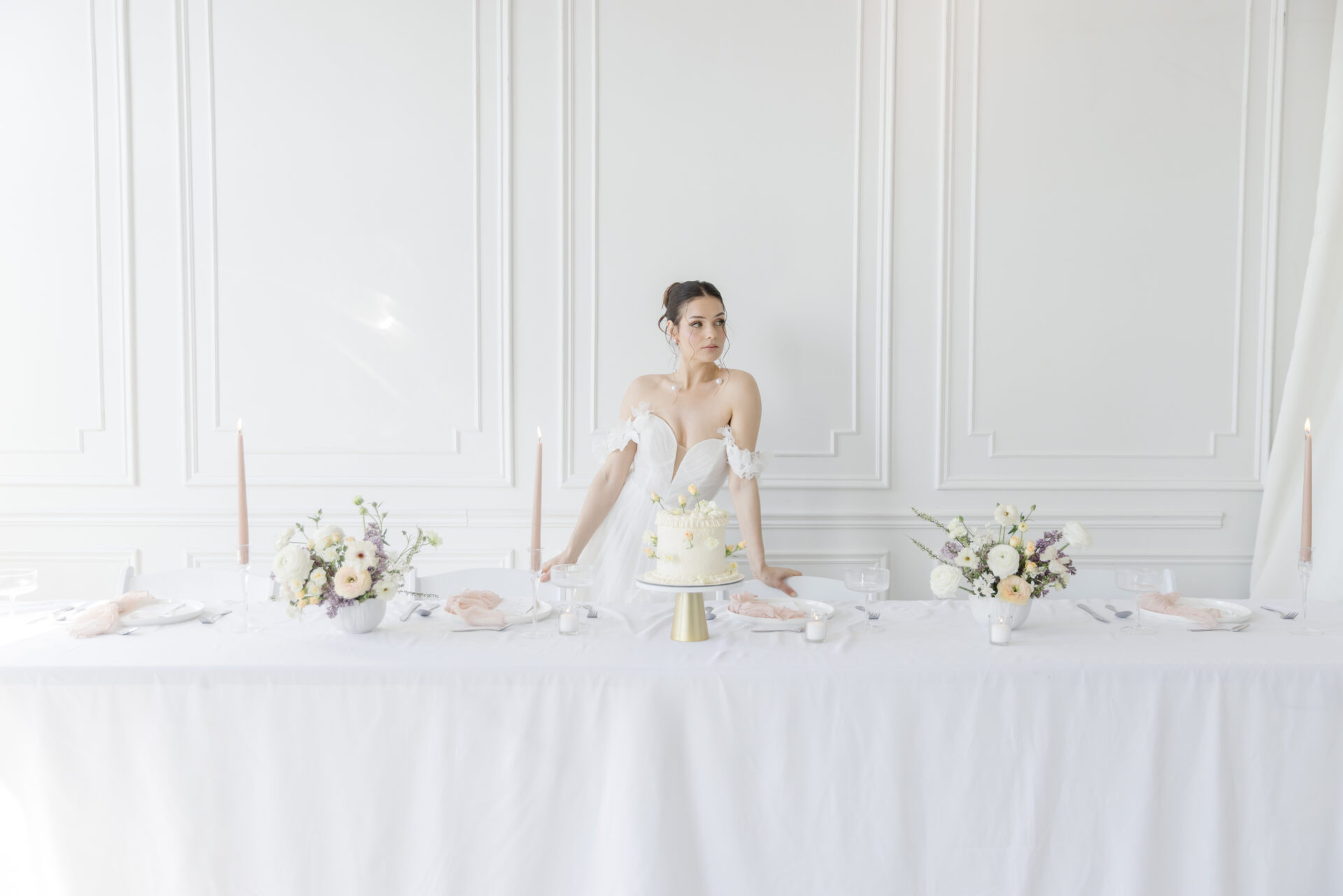 HappyJo Events bride in the background